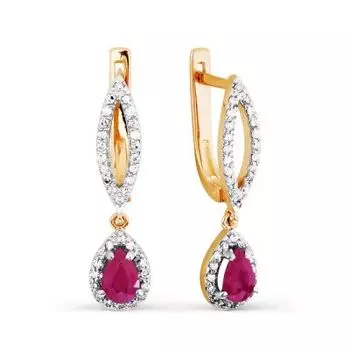 Серьги с рубинами и бриллиантами Линии Любви