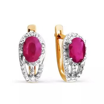Серьги с рубинами и бриллиантами Линии Любви