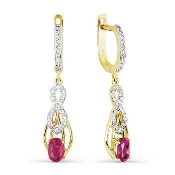Серьги с рубинами и бриллиантами Линии Любви