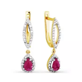 Серьги с рубинами и бриллиантами Линии Любви