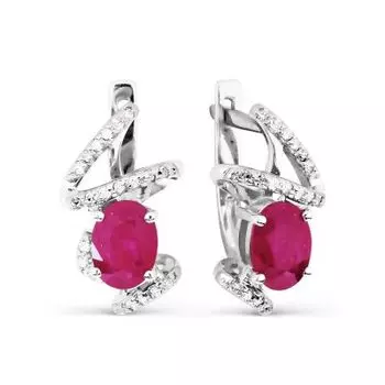 Серьги с рубинами и бриллиантами Линии Любви