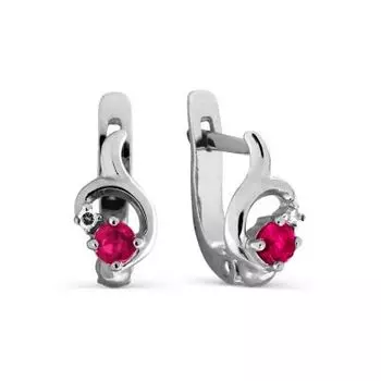 Серьги с рубинами и бриллиантами Линии Любви