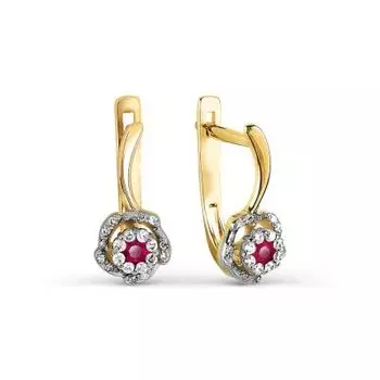 Серьги с рубинами и бриллиантами Линии Любви