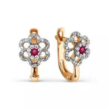Серьги с рубинами и бриллиантами Линии Любви