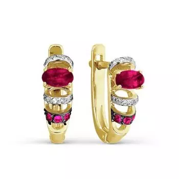 Серьги с рубинами и бриллиантами Линии Любви
