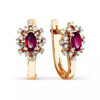 Серьги с рубинами и бриллиантами Линии Любви
