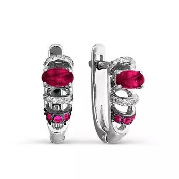 Серьги с рубинами и бриллиантами Линии Любви