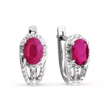 Серьги с рубинами и бриллиантами Линии Любви