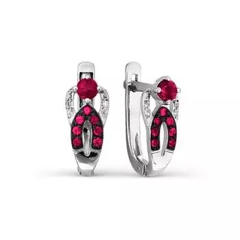 Серьги с рубинами и бриллиантами Линии Любви