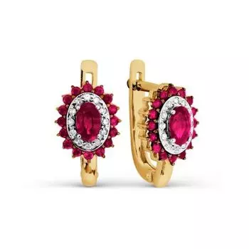 Серьги с рубинами и бриллиантами Линии Любви