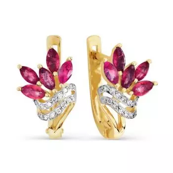 Серьги с рубинами и бриллиантами Линии Любви