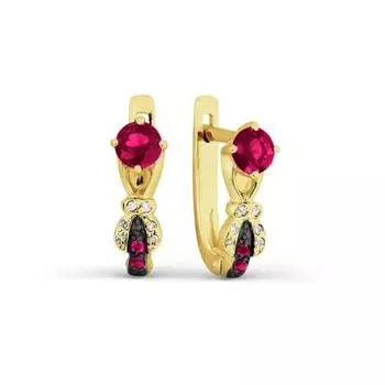 Серьги с рубинами и бриллиантами Линии Любви