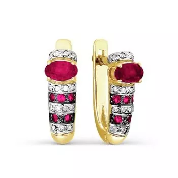 Серьги с рубинами и бриллиантами Линии Любви