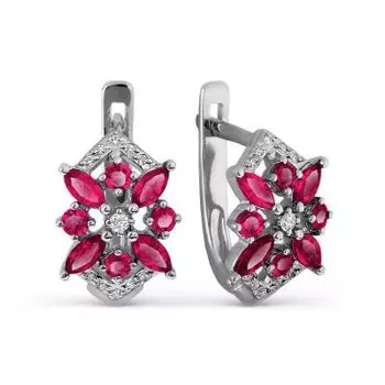 Серьги с рубинами и бриллиантами Линии Любви