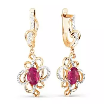 Серьги с рубинами и бриллиантами Линии Любви