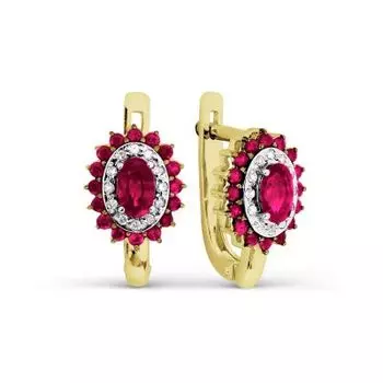 Серьги с рубинами и бриллиантами Линии Любви