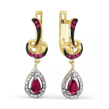 Серьги с рубинами и бриллиантами Линии Любви