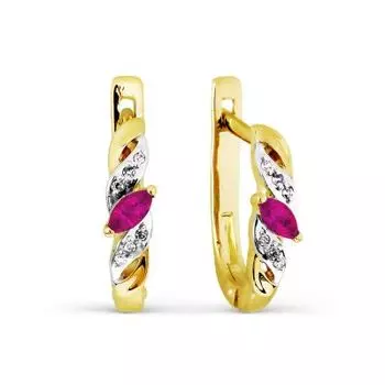 Серьги с рубинами и бриллиантами Линии Любви