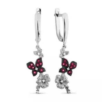 Серьги с рубинами и бриллиантами Линии Любви