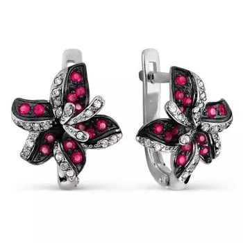 Серьги с рубинами и бриллиантами Линии Любви