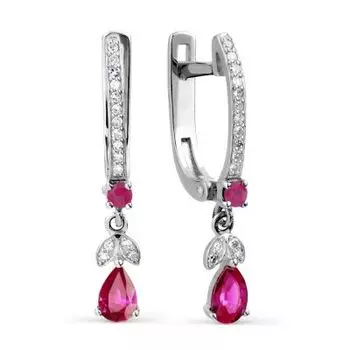 Серьги с рубинами и бриллиантами Линии Любви