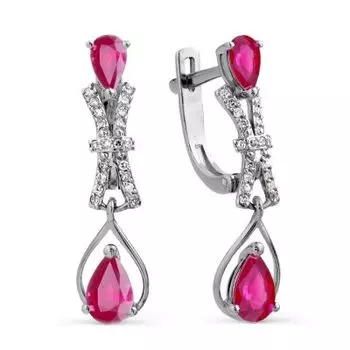 Серьги с рубинами и бриллиантами Линии Любви