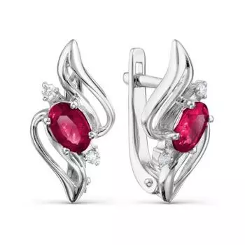 Серьги с рубинами и бриллиантами Линии Любви