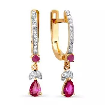 Серьги с рубинами и бриллиантами Линии Любви