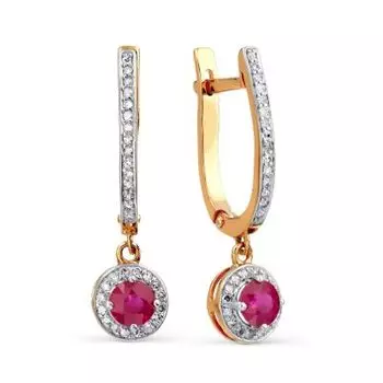 Серьги с рубинами и бриллиантами Линии Любви