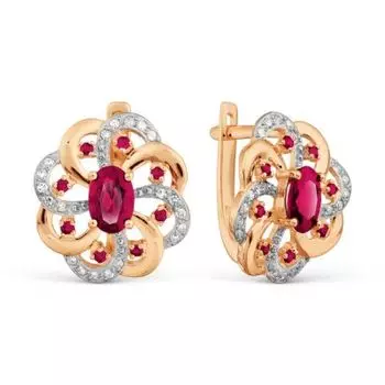 Серьги с рубинами и бриллиантами Линии Любви