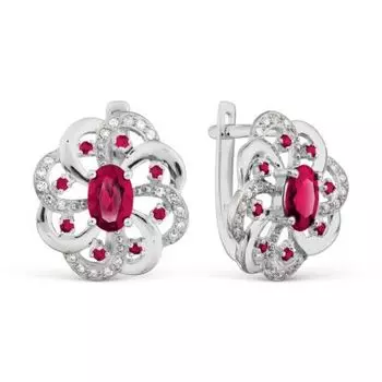 Серьги с рубинами и бриллиантами Линии Любви