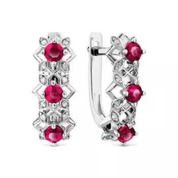 Серьги с рубинами и бриллиантами Линии Любви