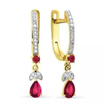 Серьги с рубинами и бриллиантами Линии Любви