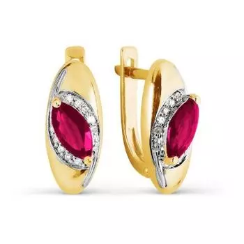 Серьги с рубинами и бриллиантами Линии Любви