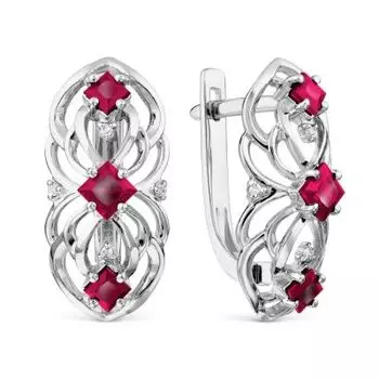 Серьги с рубинами и бриллиантами Линии Любви