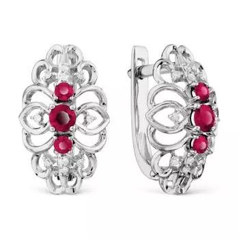 Серьги с рубинами и бриллиантами Линии Любви