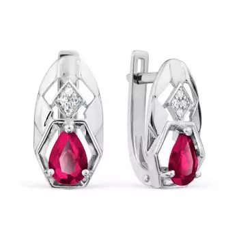 Серьги с рубинами и бриллиантами Линии Любви