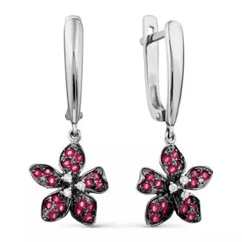 Серьги с рубинами и бриллиантами Линии Любви