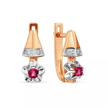 Серьги с рубинами и бриллиантами Линии Любви