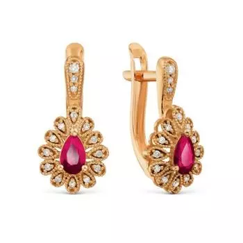 Серьги с рубинами и бриллиантами Линии Любви
