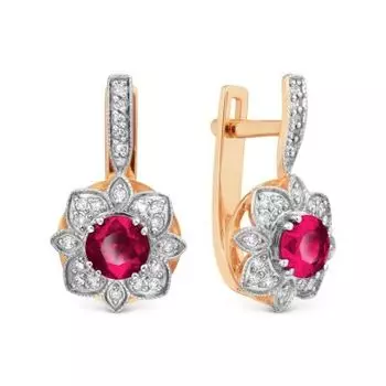 Серьги с рубинами и бриллиантами Линии Любви
