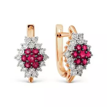 Серьги с рубинами и бриллиантами Линии Любви