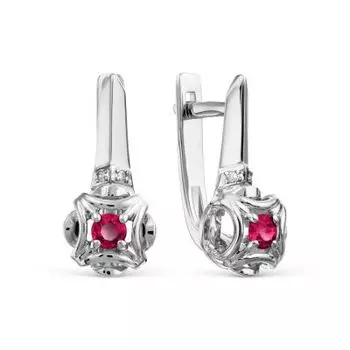 Серьги с рубинами и бриллиантами Линии Любви