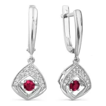 Серьги с рубинами и бриллиантами Линии Любви