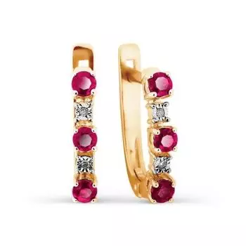 Серьги с рубинами и бриллиантами Линии Любви