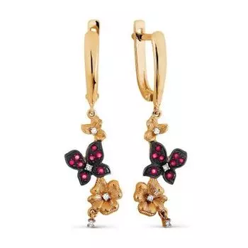 Серьги с рубинами и бриллиантами Линии Любви