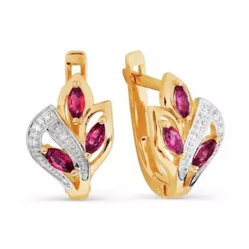 Серьги с рубинами и бриллиантами Линии Любви