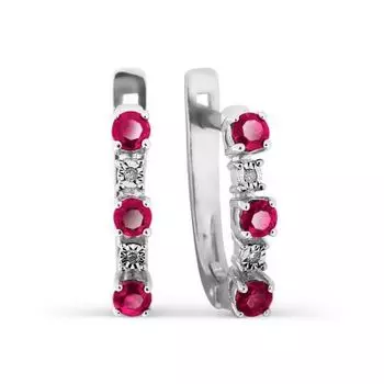 Серьги с рубинами и бриллиантами Линии Любви