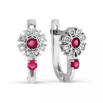 Серьги с рубинами и бриллиантами Линии Любви