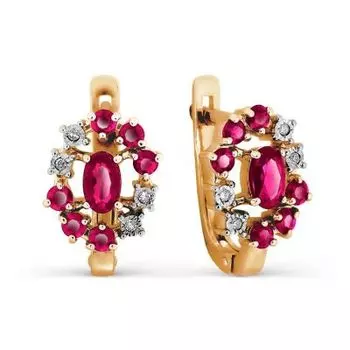 Серьги с рубинами и бриллиантами Линии Любви